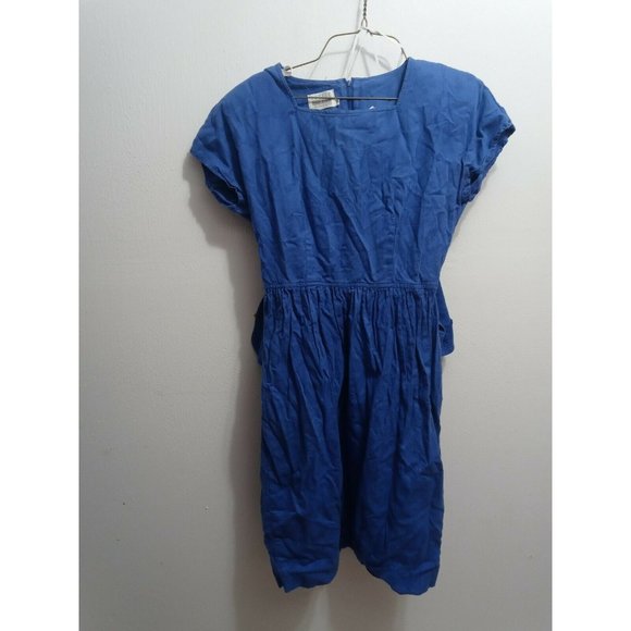 Vintage Leslie Fay Collections Blue Sheath Dress With Padded Shoulders Size 8 - Picture 7 of 9